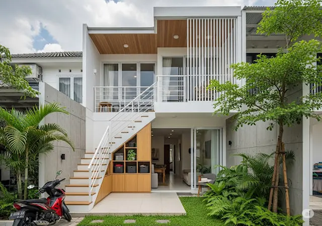 Rumah dengan Area Multifungsi/Rumah Sederhana 2 Tingkat Lahan Sempit (gemini.com)