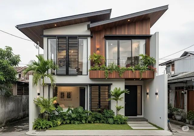 Rumah dengan Atap Unik/Rumah Sederhana 2 Tingkat Lahan Sempit (gemini.com)