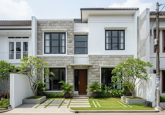 Rumah Eksterior Batu/Rumah Sederhana 2 Tingkat Lahan Sempit (gemini.com)