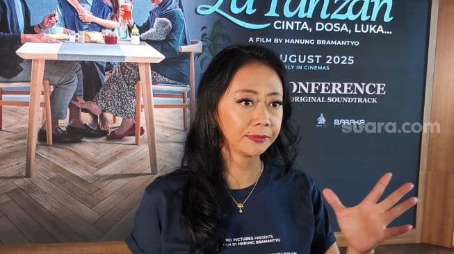 Asri Welas dalam perilisan OST film La Tahzan di MD Place, Setiabudi, Jakarta, Jumat, 4 Juli 2025. [Artis & Seleb/Adiyoga Priyambodo]