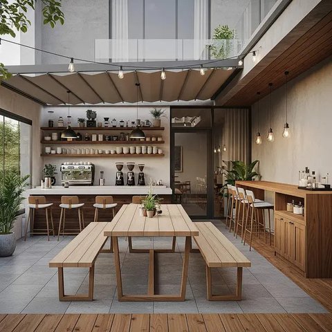 10 Desain Teras Rumah Modern yang Ideal untuk Warung Kopi Kekinian 2025, Estetik dan Ramah Anggaran